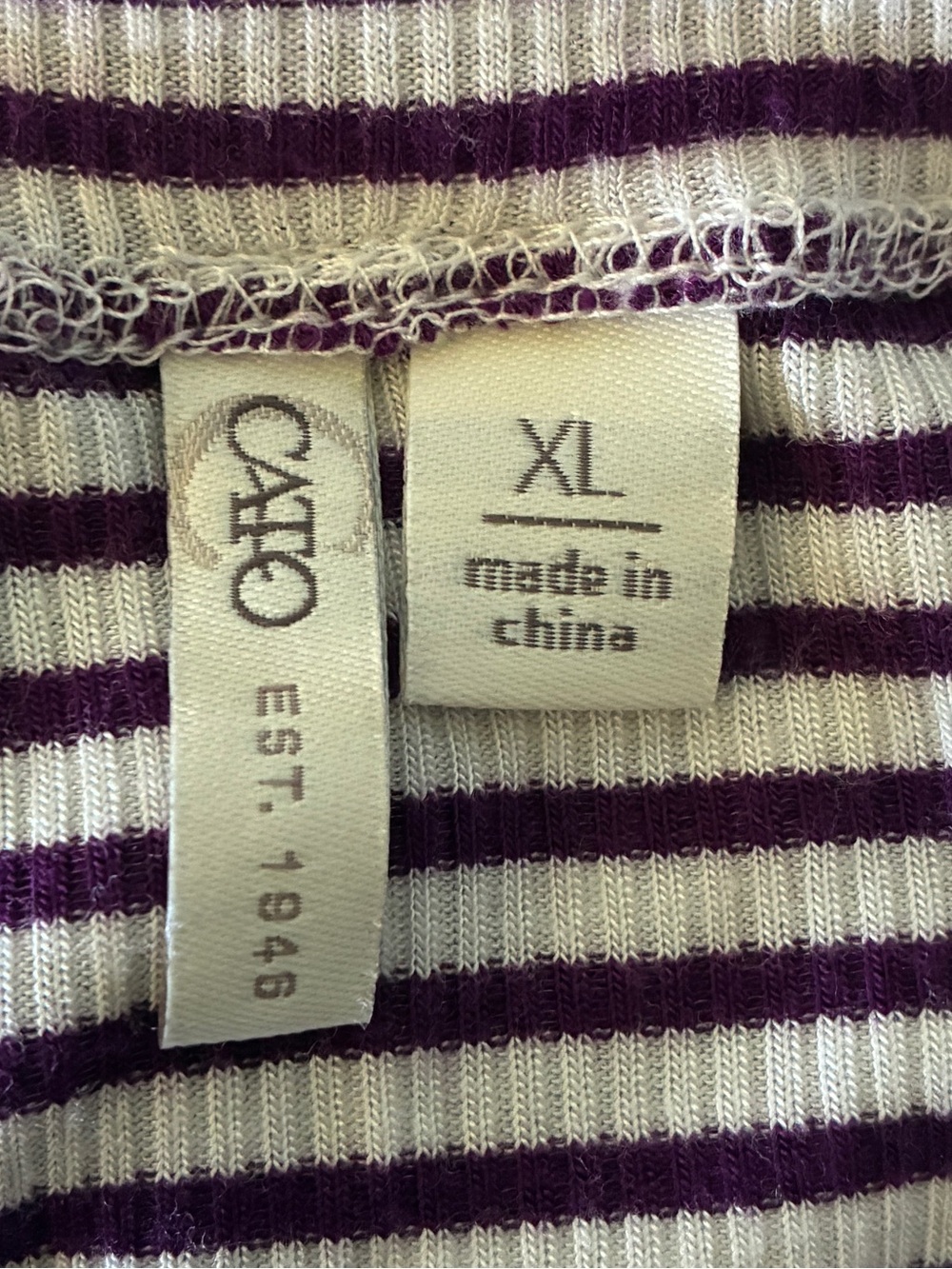 Cato Burgundy White Striped Scoop Neck Top Sz XL - Picture 5 of 7